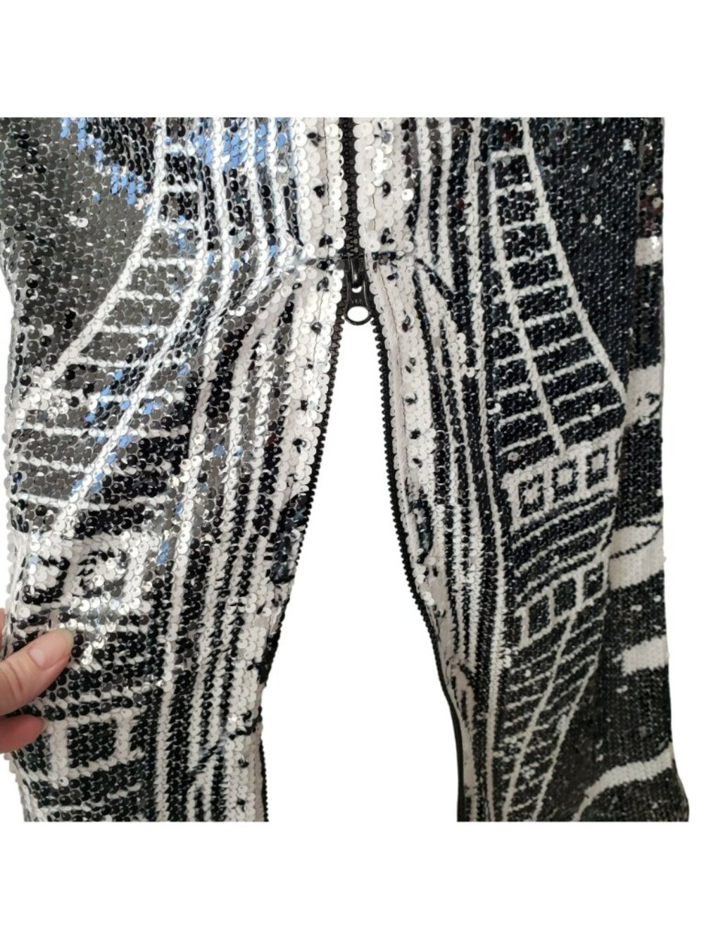 Kimberly Goldson $698 Dress Sequin Black White Brooklyn Graffiti Print Maxi - Picture 14 of 16